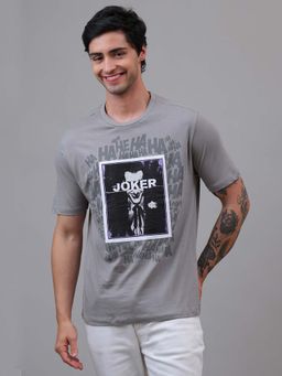 Free Authority - Official DC Comic Joker Graphic Grey Relaxed Fit T-Shirt