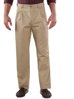 ColorPlus - Medium Khaki Solid Pure Cotton Trouser