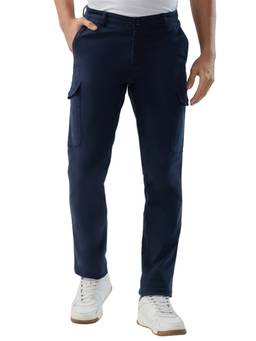 ColorPlus - Men Tapered Fit Solid Dark Blue Trousers