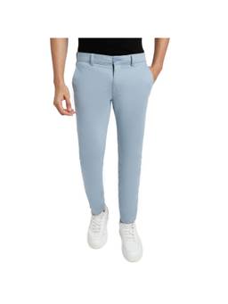 ColorPlus - Men Super Slim Solid Medium Blue Trousers