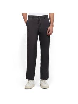 ColorPlus - Mens Regular Fit Solid Dark Grey Trouser