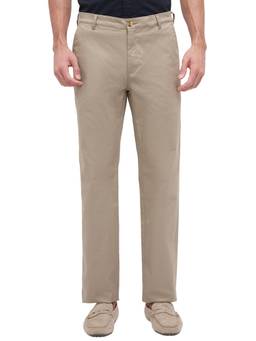 ColorPlus - Men Regular Fit Solid Medium Khaki Trouser