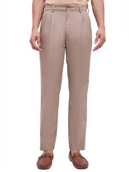 ColorPlus - Comfort Fit Solid Medium Khaki Mens Trouser
