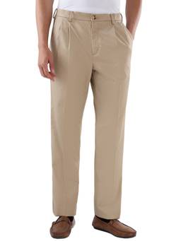 ColorPlus - Comfort Fit Solid Medium Khaki Trouser