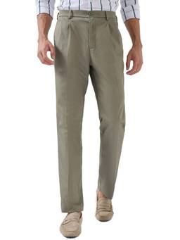 ColorPlus - Men Comfort Fit Solid Medium Green Trousers
