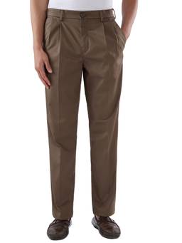ColorPlus - Men Comfort Fit Solid Dark Brown Trousers