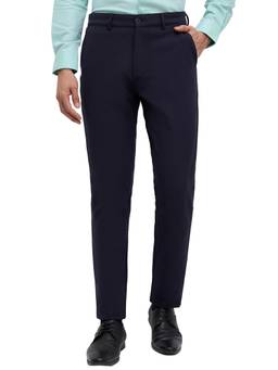 Park Avenue - Tapered Fit Solid Fancy Blue Trouser