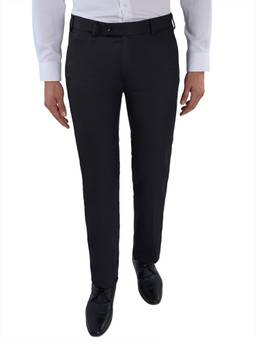Park Avenue - Slim Fit Solid Mens Black Trouser