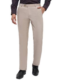 Park Avenue - Slim Fit Solid Medium Beige Men Trouser