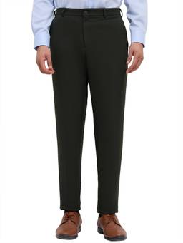 Park Avenue - Dark Green Flex Fit Solid Trouser