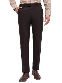 Park Avenue - Dark Brown Slim Fit Solid Trouser