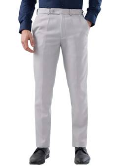 Park Avenue - Slim Fit Mens Solid Light Grey Trouser