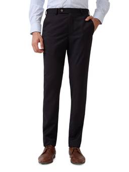 Park Avenue - Men'S Slim Solid Dark Black Trouser