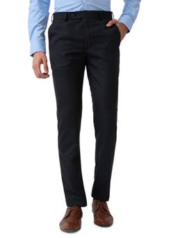 Park Avenue - Fancy Black Slim Fit Checkered Trouser