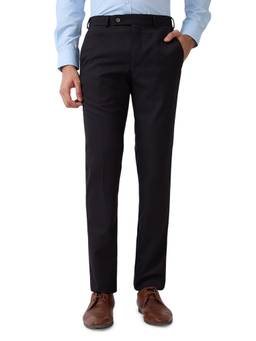 Park Avenue - Mens Slim Solid Dark Black Trouser
