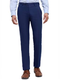 Park Avenue - Slim Fit Solid Medium Blue Mens Trouser