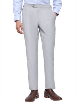 Park Avenue - Men Slim Fit Solid Medium Grey Trouser