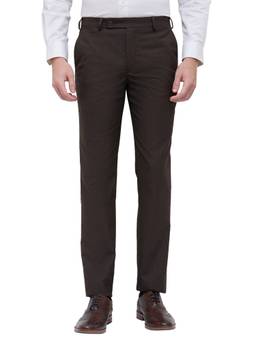Park Avenue - Men Slim Fit Solid Dark Brown Trouser
