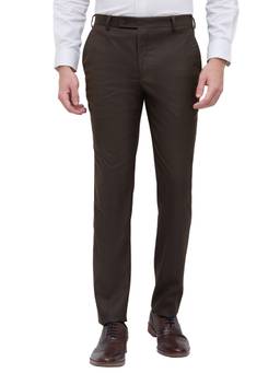 Park Avenue - Slim Fit Solid Mens Dark Brown Trouser