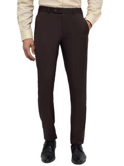 Park Avenue - Slim Fit Solid Fancy Brown Mens Trouser