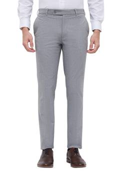 Park Avenue - Slim Fit Striped Medium Grey Trouser