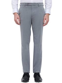 Park Avenue - Slim Fit Solid Dark Grey Mens Trouser