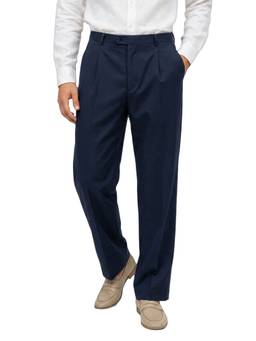 Raymond - Men Classic Fit Solid Navy Blue Pant