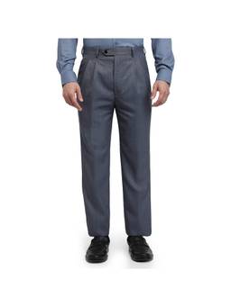 Raymond - Regular Fit Textured Medium Blue Pant