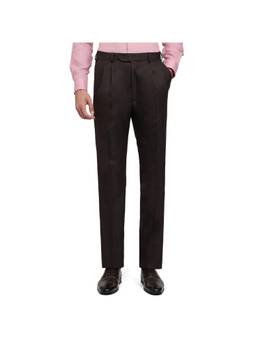 Raymond - Regular Fit Textured Dark Brown Pant