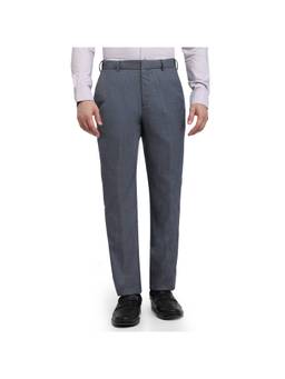 Raymond - Regular Fit Textured Medium Blue Pant