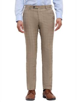 Raymond - Men Slim Checkered Dark Khaki Pant
