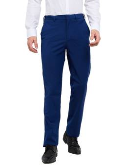 Raymond - Men Contemporary Fit Solid Dark Blue Pant