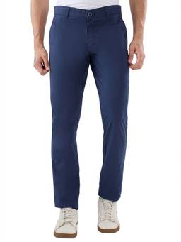 Parx - Low Rise Tapered Fit Dark Blue Solid Trouser