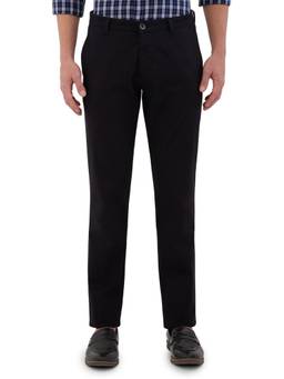Parx - Tapered Fit Solid Black Trouser