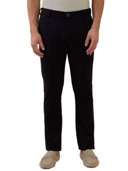 Parx - Tapered Fit Solid Black Mens Trouser