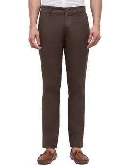 Parx - Men Tapered Fit Solid Brown Trouser