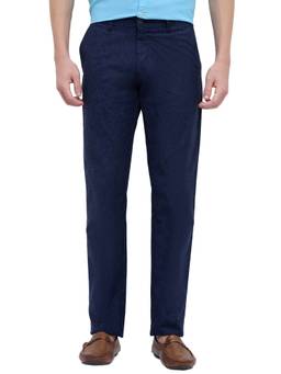 Parx - Slim Tapered Fit Solid Dark Blue Trouser