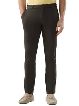 Parx - Tapered Fit Solid Brown Men Trouser