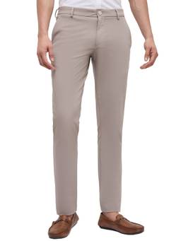 Parx - Tapered Fit Solid Light Beige Trouser