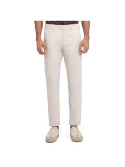 Parx - Tapered Fit Solid Off White Trouser