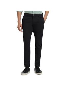 Parx - Tapered Fit Solid Black Men Trouser