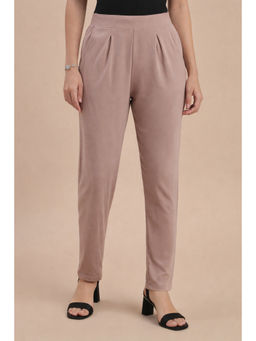 De Moza - Women Taupe Viscose Solid Straight Trouser