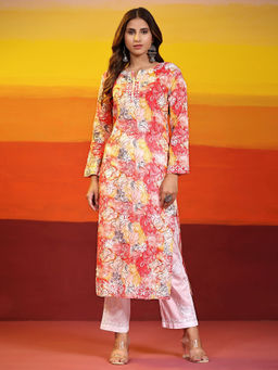 HOUSE OF KARI - Samma Long Kurta In Mul Cotton For Women Light Pink