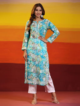 HOUSE OF KARI - Samma Long Kurta In Mul Cotton For Women Blue