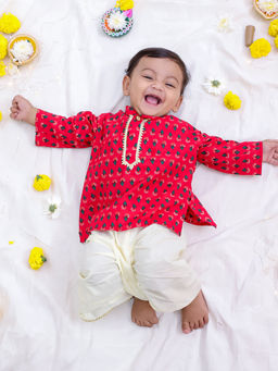 KID1 - Printed Kurta Dhoti Set Red (Set of 2)
