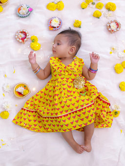 KID1 - Chidiya Ruffle Dress Yellow