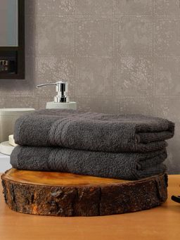 Creeva - 2 Cotton Hand Towels 545 Gsm Premium Soft - Elegant Grey Color