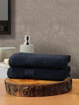 Creeva - 2 Cotton Hand Towels 545 Gsm Luxurious Soft - Deep Navy Color
