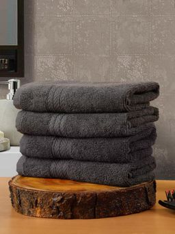 Creeva - 4 Cotton Hand Towels 545 Gsm Deluxe Soft - Timeless Grey Color