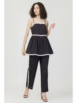 HOUSE OF S - Black Strappy Peplum Co-Ord (Set of 2)